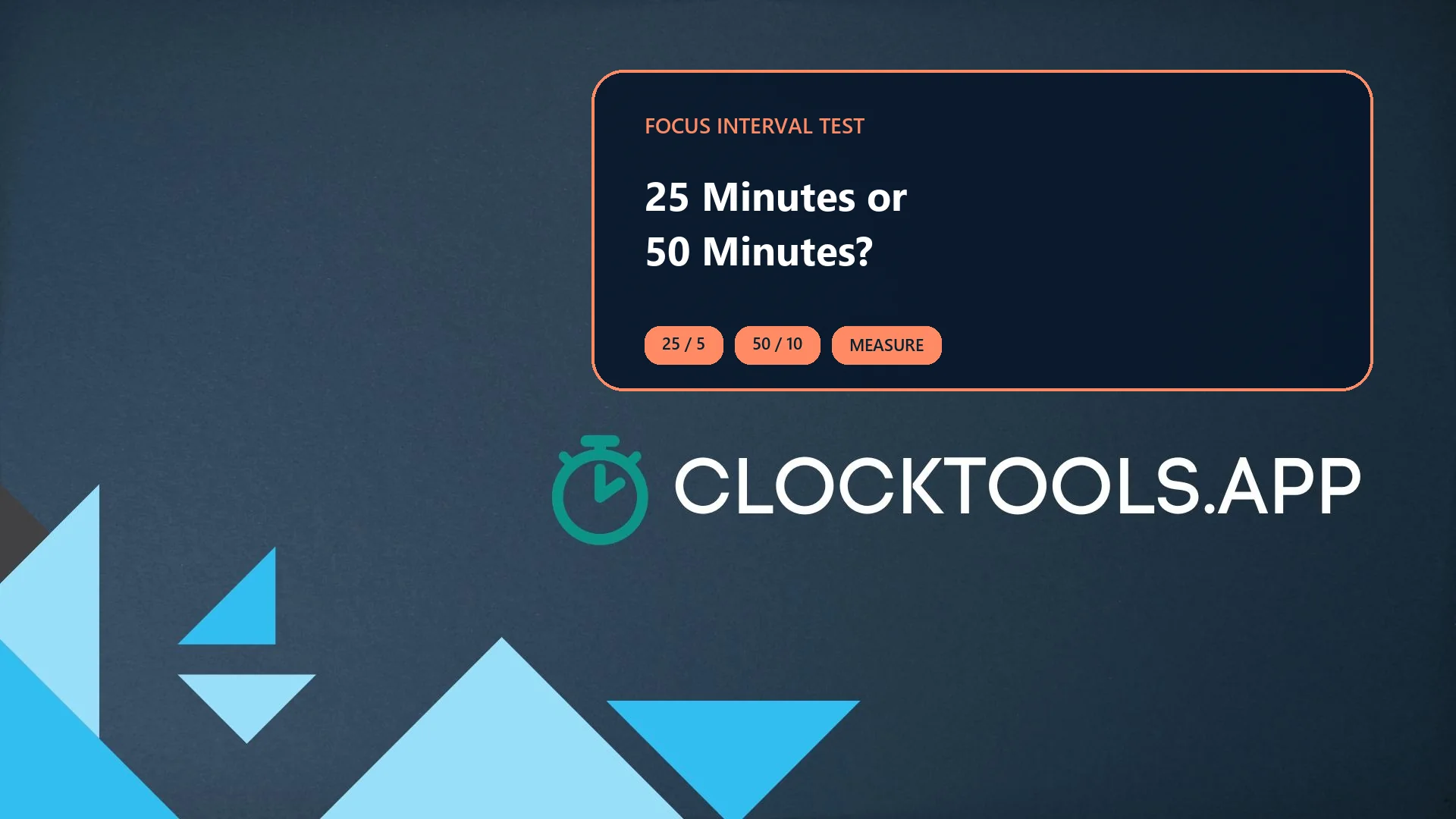 ClockTools Pomodoro comparison illustration with 25/5 and 50/10 focus cycles