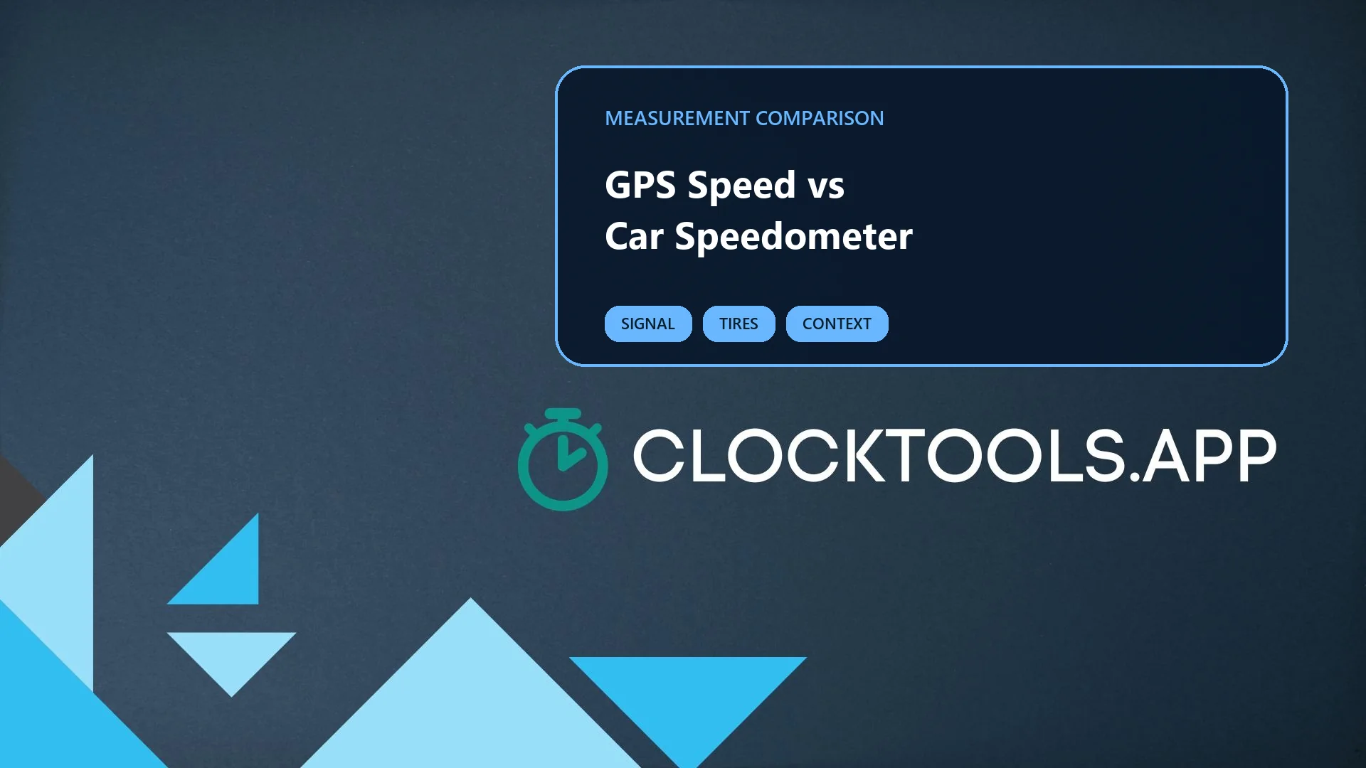 ClockTools illustration comparing a phone GPS speed reading with a car dashboard speedometer