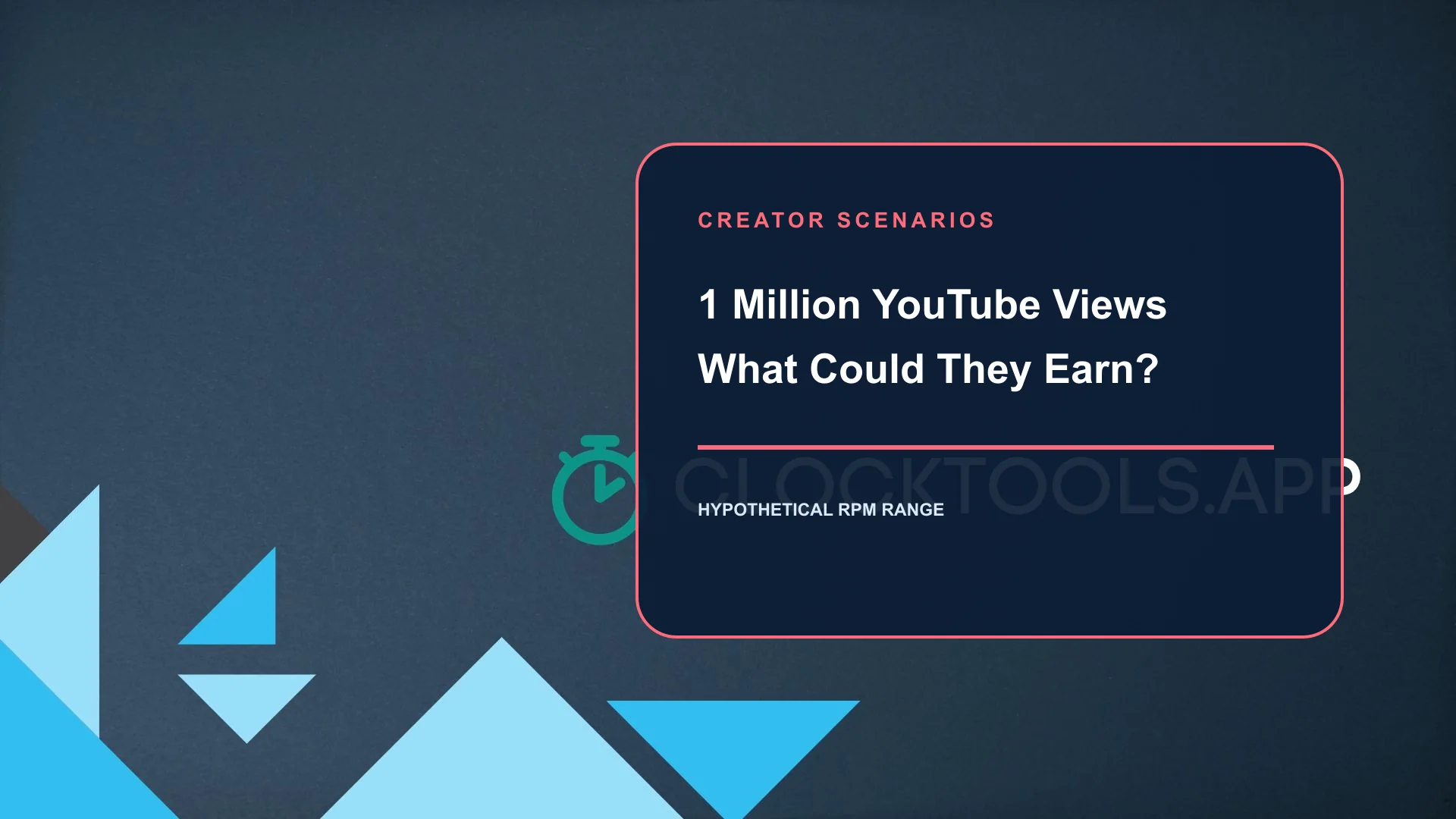 Illustrazione dello scenario delle entrate YouTube con un milione di visualizzazioni e una serie di risultati RPM