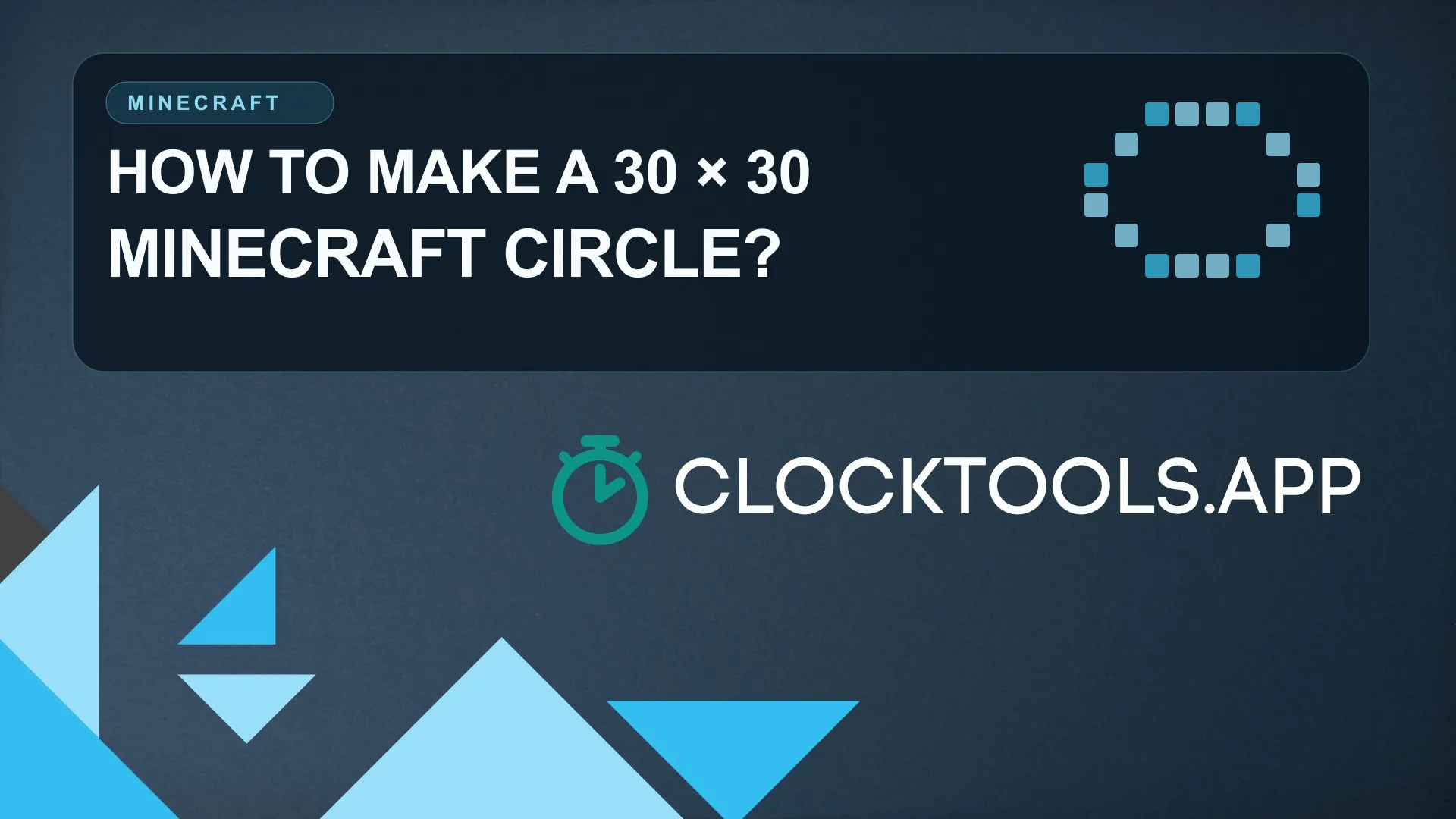 Como fazer um círculo 30 por 30 na imagem em destaque Minecraft para ClockTools
