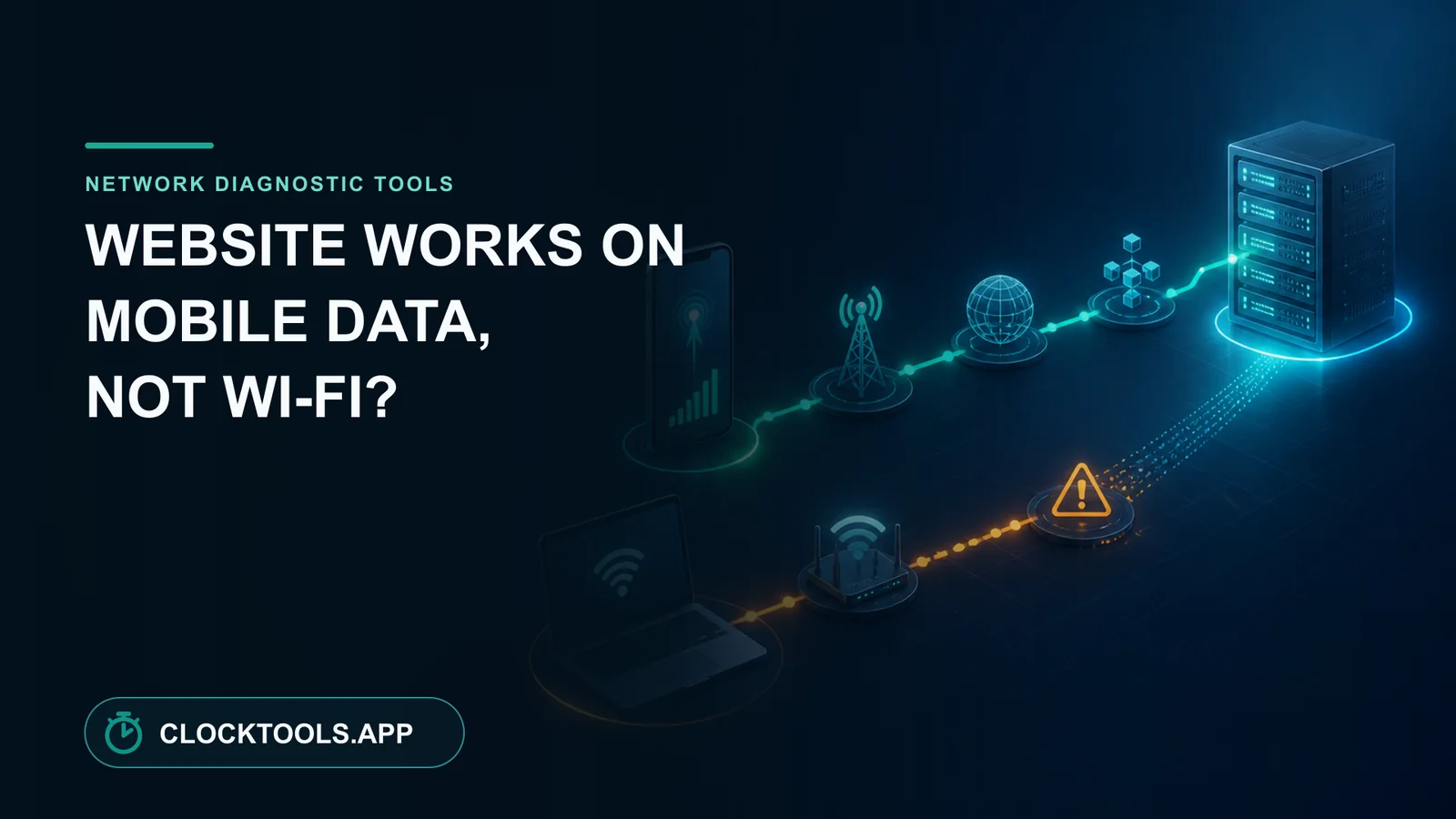 Caminhos de rede móvel e Wi-Fi divergentes no caminho para um servidor de site