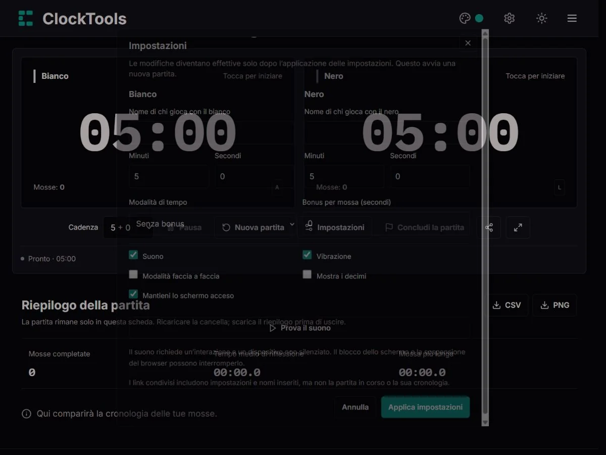 Impostazioni con riserve individuali, incremento e opzioni di visualizzazione