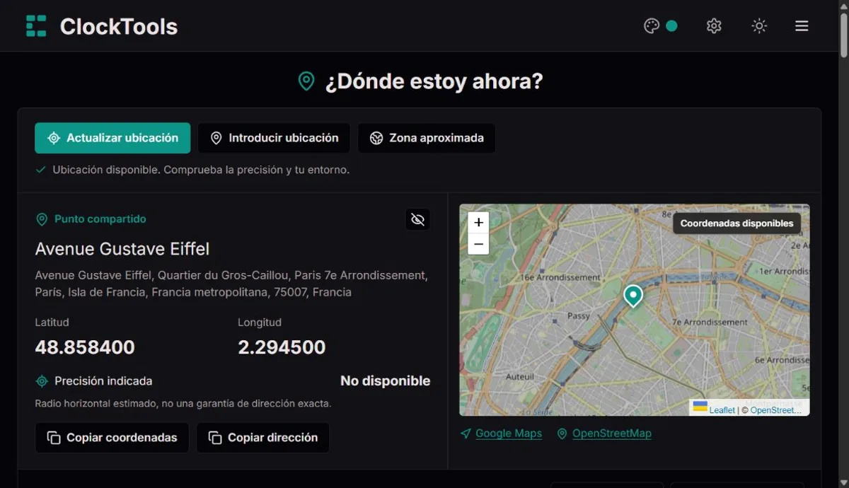 Un lugar público elegido en nuestro localizador