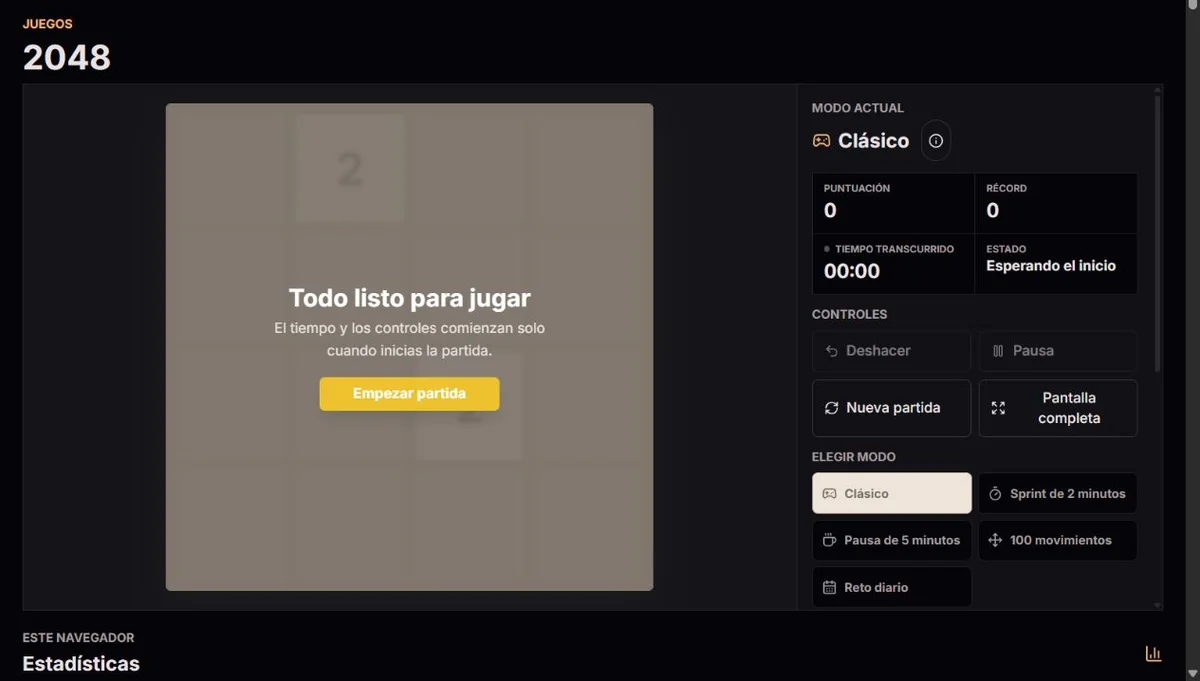 2048: Ejemplo de interfaz