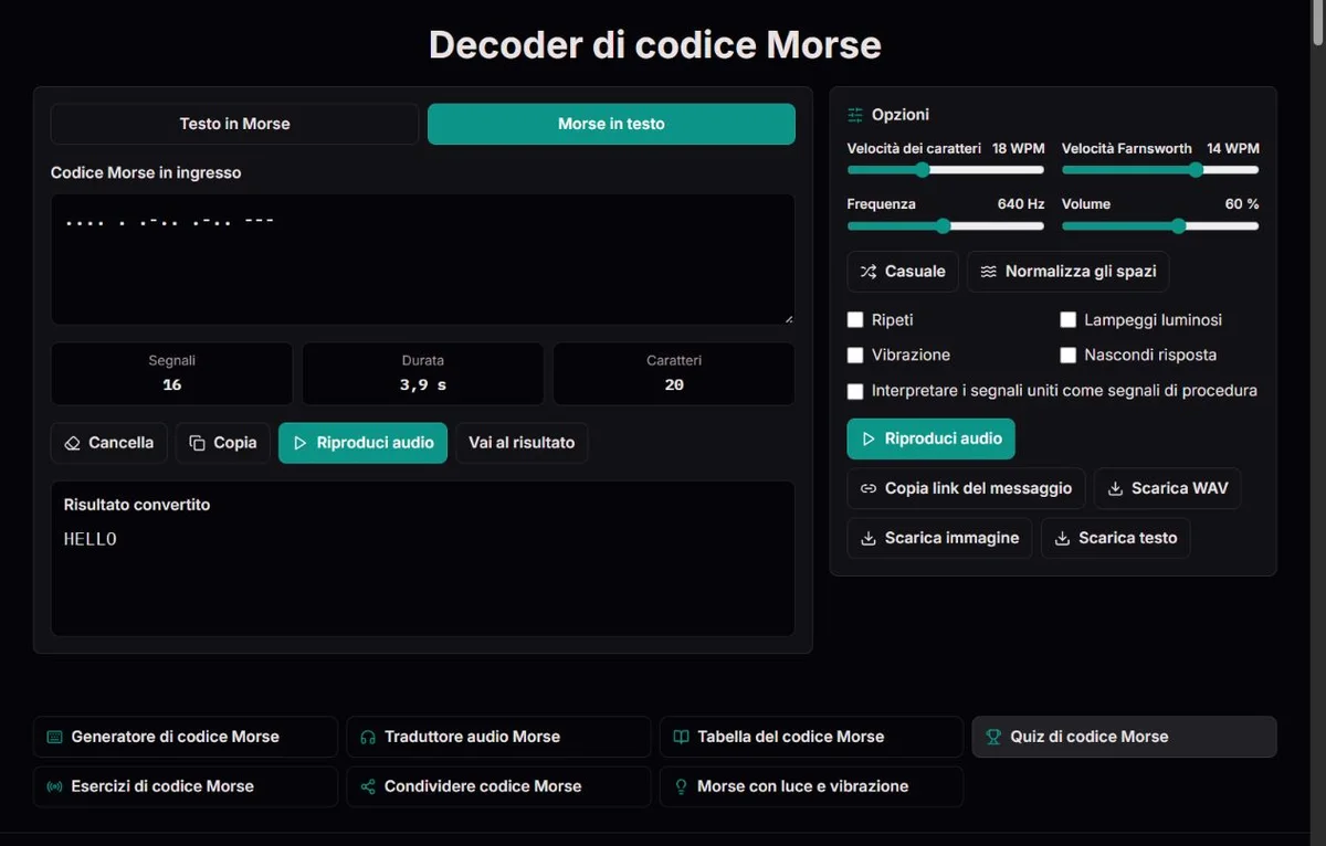 Gruppi Morse separati decodificati in HELLO