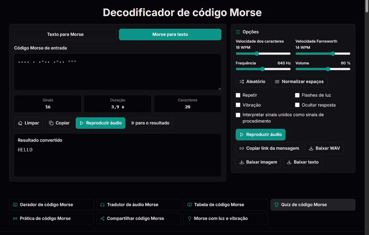 Grupos Morse separados decodificados como HELLO