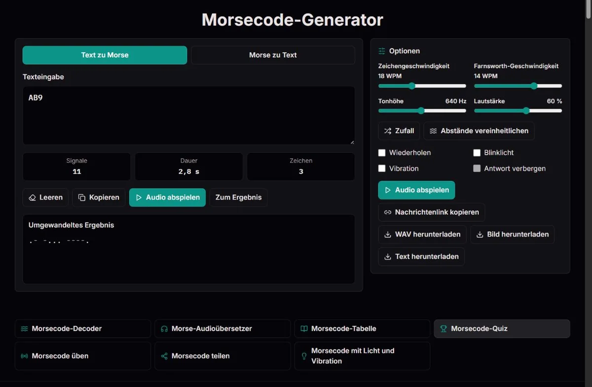 AB9 als .- -... ----. in Morsecode