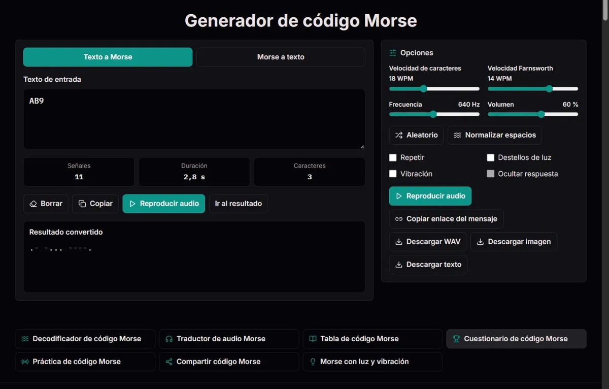 AB9 codificado como .- -... ----. en Morse