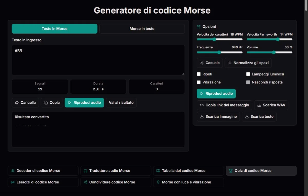 AB9 codificato come .- -... ----. in Morse