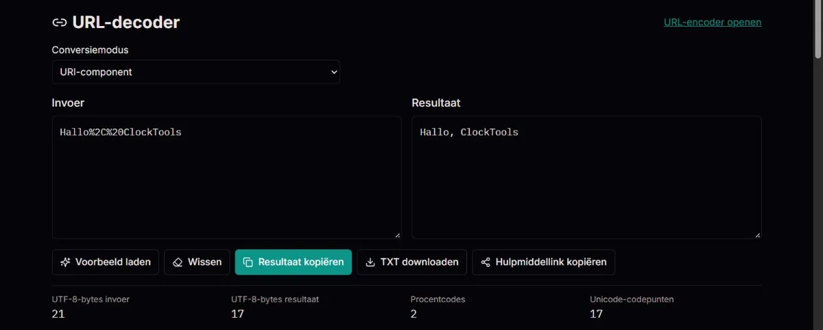 ClockTools-begroeting hersteld uit procentcodering