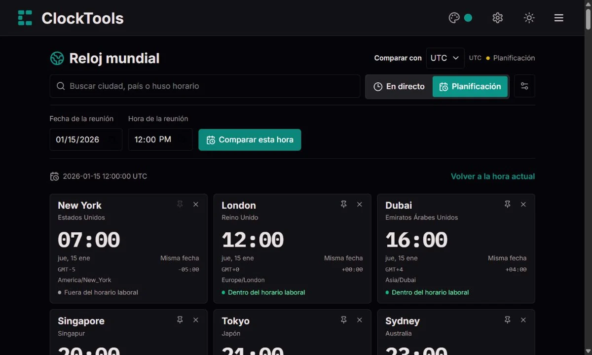 Planificador con fecha y hora local exactas